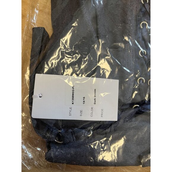 Unique Vintage Plus Size Dark Denim Corset Ellison Wiggle Dress 1X/16 - Picture 7 of 13